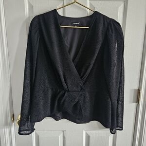 LAST CHANCE CLEARANCE-NWOT Express Jacquard Dot Faux Wrap Peplum Top